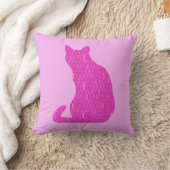 アラベスク猫 – 暗い赤紫色，ホットピンク クッション (ブランケット)