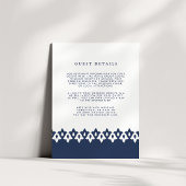 アラベスク結婚のゲスト詳細カード |ネイビー エンクロージャーカード
