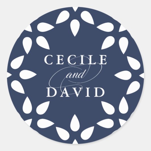 アラベスク結婚のステッカー |ネイビー ラウンドシール (正面)
