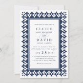 アラベスク結婚式招待状 | ネイビー 招待状 (正面)