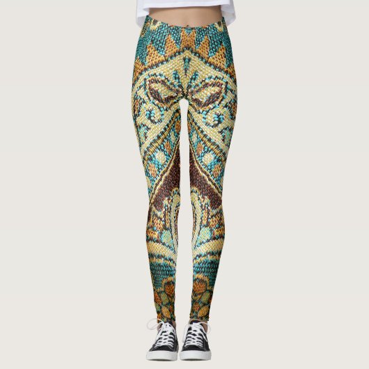 アラベスク織物：アラビアオリエンタルデザイン レギンス (正面)