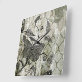 アラベスク蝶I スクエア壁時計 (傾斜)