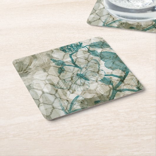 アラベスク蝶VI スクエアペーパーコースター (アングル)