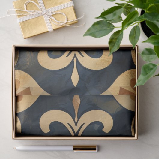 アラベスク装飾模様金ゴールドとダークトーン 薄葉紙 (ギフト)