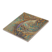 アラベスク金ゴールドターコイズ幾何学デジタルアート タイル (側面)