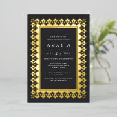 アラベスク |グラムエレガントブライダルシャワー金ゴールド 箔招待状 (立ち正面)