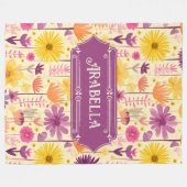 アラベラモダンカスケーディング花柄 フリースブランケット (正面(横))