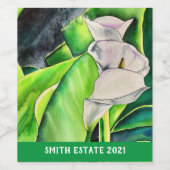 アラムリリー白フローラウォーターカラーアートワインラベル ワインラベル (シングルラベル)