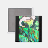 アラムリリー 白と緑のトロピカルフラワーマグネット マグネット (正面/裏面)