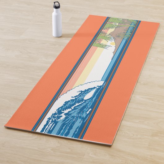 アラモアナダイヤモンドヘッドハワイアンサンセットタンジェリン ヨガマット (インサイチュ)