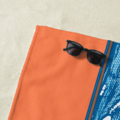 アラモアナダイヤモンドヘッドハワイアンサーフサインオレンジ ビーチタオル (インサイチュ)