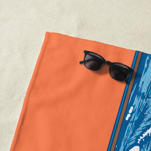 アラモアナダイヤモンドヘッドハワイアンサーフサインオレンジ ビーチタオル (インサイチュ)