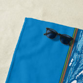 アラモアナダイヤモンドヘッドハワイアンサーフサインブルー ビーチタオル (インサイチュ)