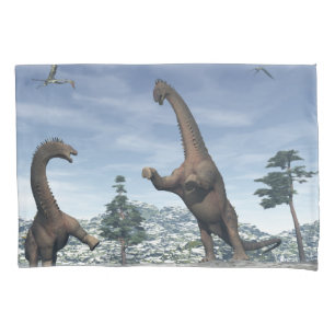 アラモサウルス恐竜が戦う- 3D描写型 枕カバー