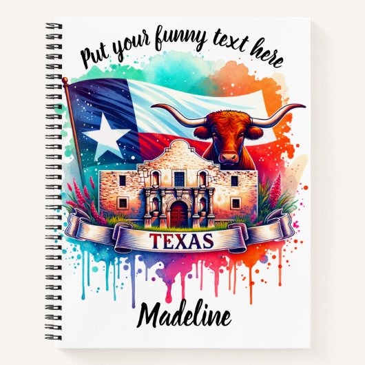 アラモ鮮やかとロングホーンとのテキサス州への献上品 ノートブック (正面)