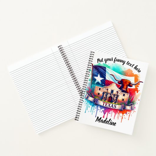 アラモ鮮やかとロングホーンとのテキサス州への献上品 ノートブック (内部)