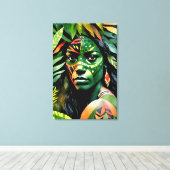 「アラユナ」ジャングルのキャンバス - アマゾンの女性 キャンバスプリント (インサイチュ (ウッドフロア))