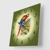 アララマカオ – Ara macao - Scarlet Macaw - to スクエア壁時計 (傾斜)