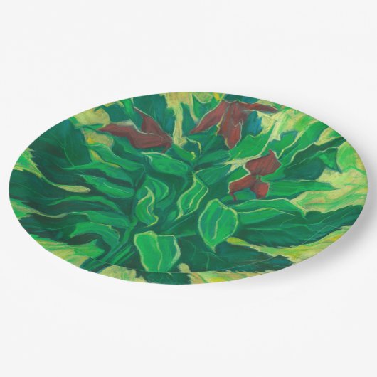 アラリアリーフとオチズフローラアートパステル絵を描ズ ペーパープレート (アングル)