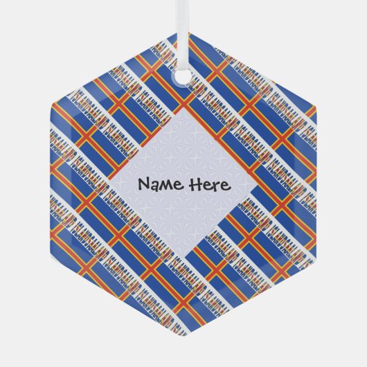 アランド諸島オーランダー国旗のタイルパーソナライズされた張 ガラスオーナメント (正面)