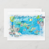 アラン諸島アイルラン図解入りの、写真付きのトラベルマップ ポストカード (正面/裏面)