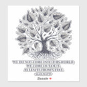 アラン離れワッツの生活 – 神秘的な木の引用文 シール (シート)