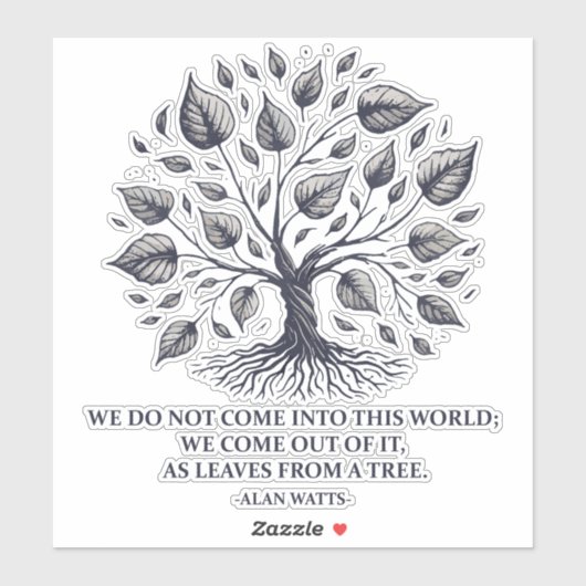 アラン離れワッツの生活 – 神秘的な木の引用文 シール (シート)