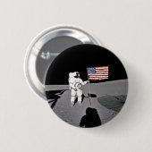 アラン・シェパードの月の米国旗宇宙飛行士 缶バッジ (正面&裏面)