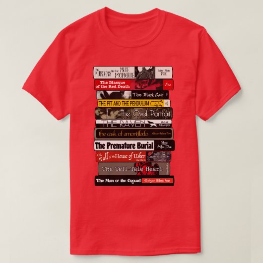アラン・ポー・ブックス・スタック Tシャツ (デザイン正面)
