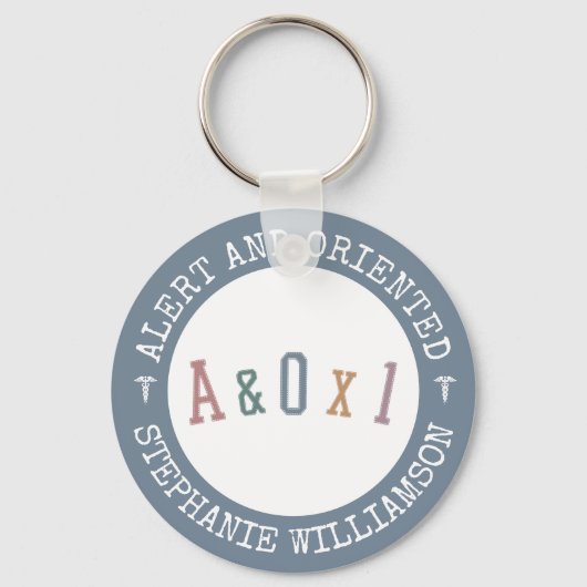 アラートとPerson A&OX1指向ナース カスタム キーホルダー (正面)