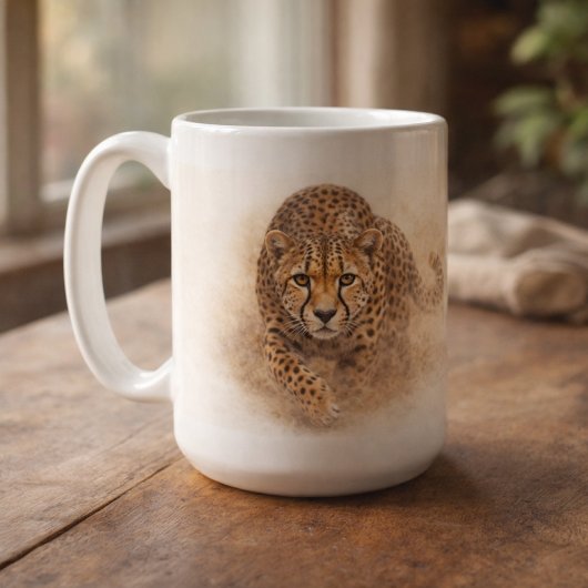アラート チーター | アフリカの野生動物アート コーヒーマグカップ