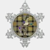 アラードアヒルが格子状に スノーフレークピューターオーナメント (正面)