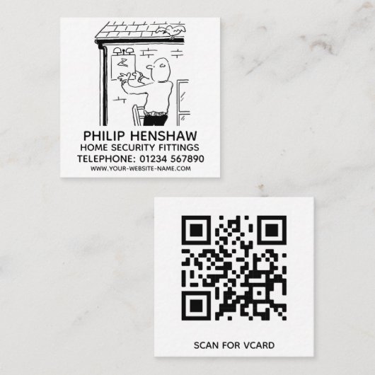 アラームとホームセキュリティの付属品 スクエア名刺 (正面/裏面)