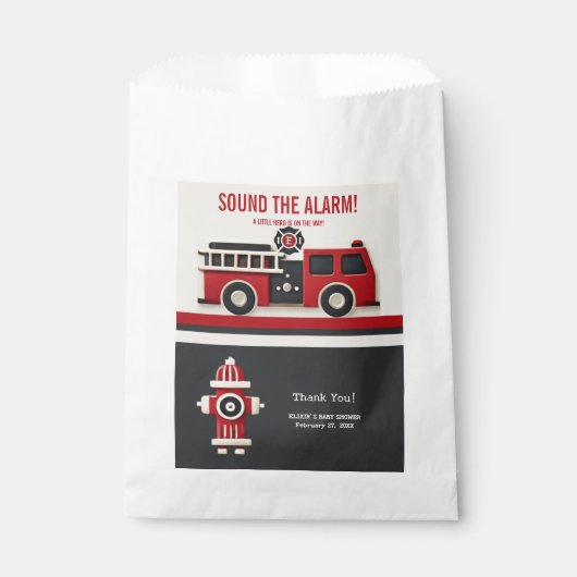 アラームのミニマルな消防士の赤ちゃんシャワーを鳴らす フェイバーバッグ (正面)