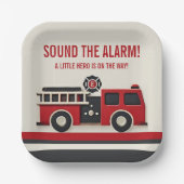 アラームのミニマルな消防士の赤ちゃんシャワーを鳴らす ペーパープレート (正面)