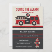 アラームのミニマルな消防士の赤ちゃんシャワーを鳴らす 招待状 (正面)