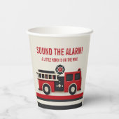 アラームのミニマルな消防士の赤ちゃんシャワーを鳴らす 紙コップ (裏面)
