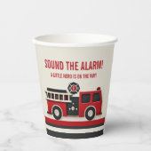 アラームのミニマルな消防士の赤ちゃんシャワーを鳴らす 紙コップ (正面)