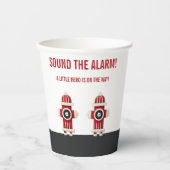 アラームのミニマルな消防士の赤ちゃんシャワーを鳴らす 紙コップ (正面)