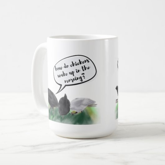 アラームラック(様式化されたチキンお尻&パパジョーク) コーヒーマグカップ (正面左)