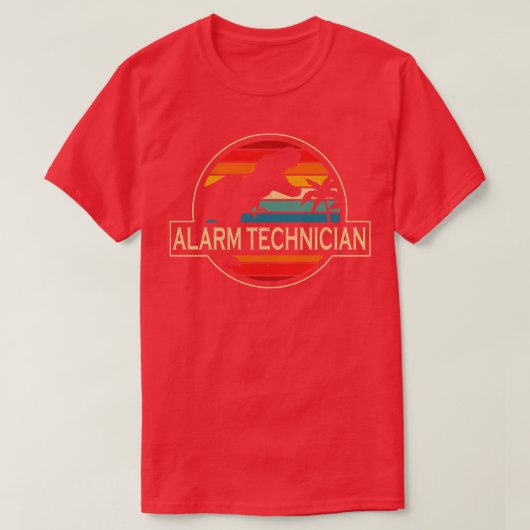アラーム技術者の恐竜 Tシャツ (デザイン正面)