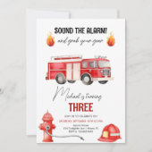 アラーム消防車の誕生日 招待状 (正面)
