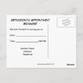 アラーム矯正歯科用アポイントメントブレース ポストカード (裏面)