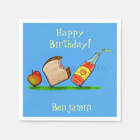 アリおもしろいンピクニックアニメイラストレーション スタンダードカクテルナプキン (正面)