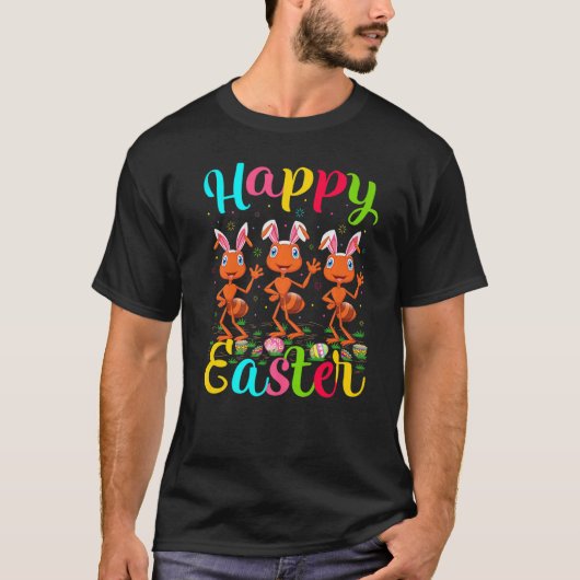 アリおもしろいーイースターエッグバニーアリハッピーイースター Tシャツ (正面)