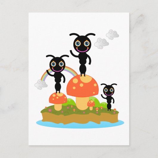 アリとキノコ ポストカード (正面)