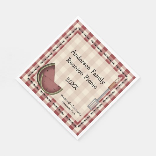 アリとスイカのピクニック スタンダードランチョンナプキン (角)