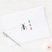 アリのシルエット昆虫ブラックブルーグリーンと赤 スクエアシール (封筒)