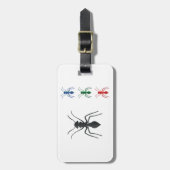 アリのシルエット昆虫ブラックブルーグリーンと赤 ラゲッジタグ (正面縦)