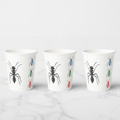 アリのシルエット昆虫ブラックブルーグリーンと赤 紙コップ